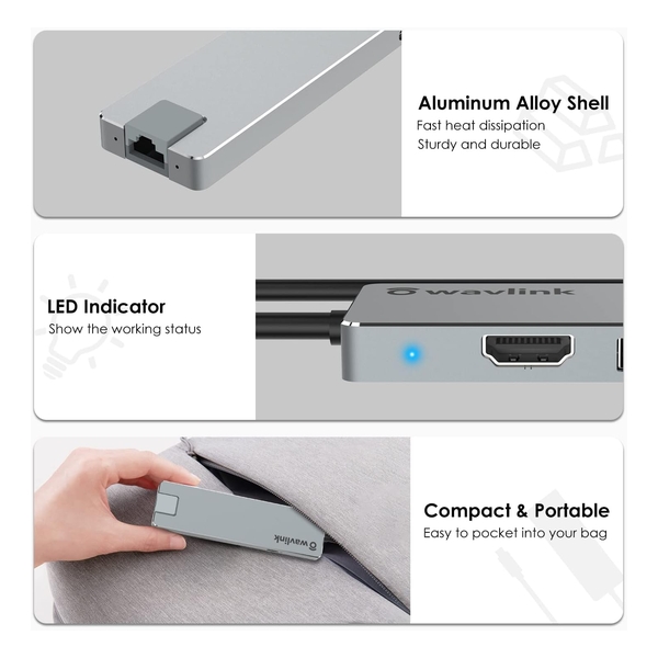 Wavlink USB C 12-in-1 Hub Triple Monitor/Laptop Docking Station UMD302