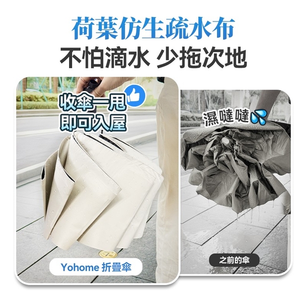 日本Yohome 單手智助自動開合防回彈一甩免疊防滴水抗風快收捷便晴雨傘 x 2 (黑色+米色)