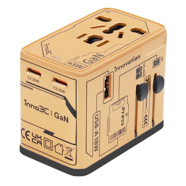 inno3C 45W GaN 4-Ports AC Socket Universal Travel Adaptor