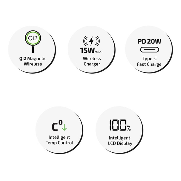 inno3C M0 OLED Qi2 Mirror Ultra Slim Magnetic Wireless Power Bank 5000mAh [CCC 3C Cert.]  (Mirror)