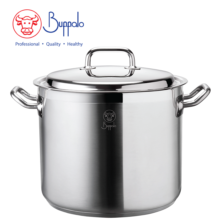 BUFFALO EXCITE 30X22CM/15.0L S/ST CAPSULATED BOTTOM HIGH STOCKPOT WITH S/ST LID