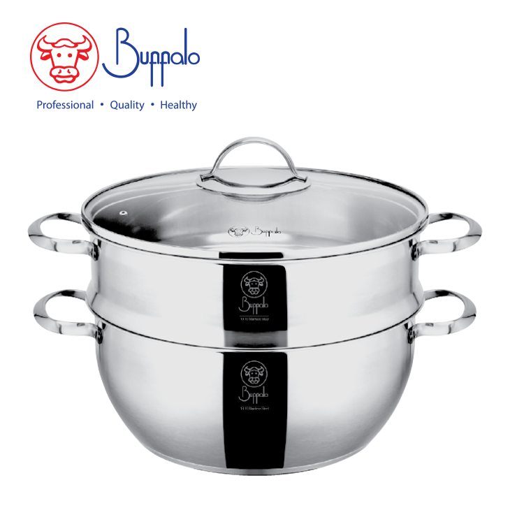 BUFFALO PRO COOK S/ST FUNCTIONAL POT WITH GLASS LID (28X12CM/6L) 34328S