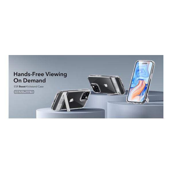 ESR Boost Kickstand Case for iPhone 15 Pro - Clear