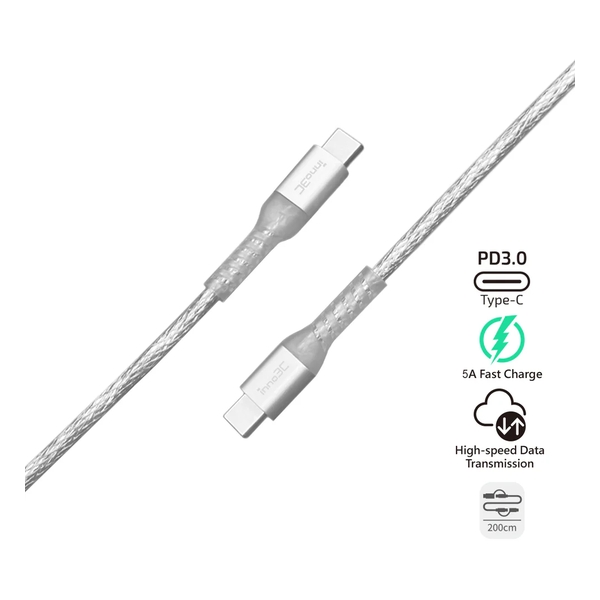inno3C Type-C to Type-C 100W 透明快速充電線 i-100CA-20