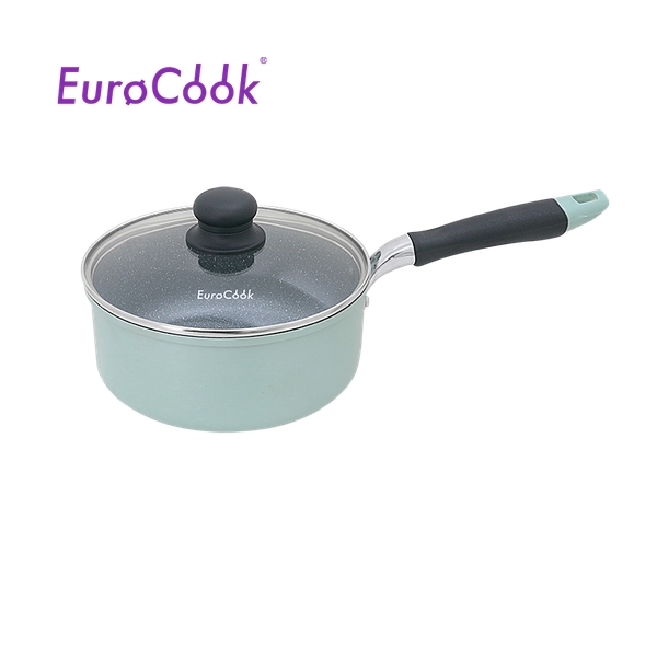 EuroCook - FINE II Marbling Non-Stick Saucepan w/ Glass Lid 18cm / 2L - Aqua Blue