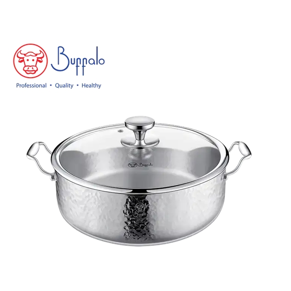 BUFFALO - PRO COOK II 316 Stainless Steel 5-Ply Hammered Functional Boiler w/ Glass Lid 30cm / 6.42L