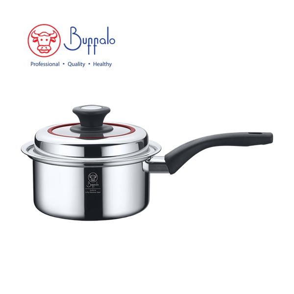 BUFFALO - CLASSIC 316 Stainless Steel 5-Ply Saucepan with Steamer and Glossy Lid 18cm / 2.2L