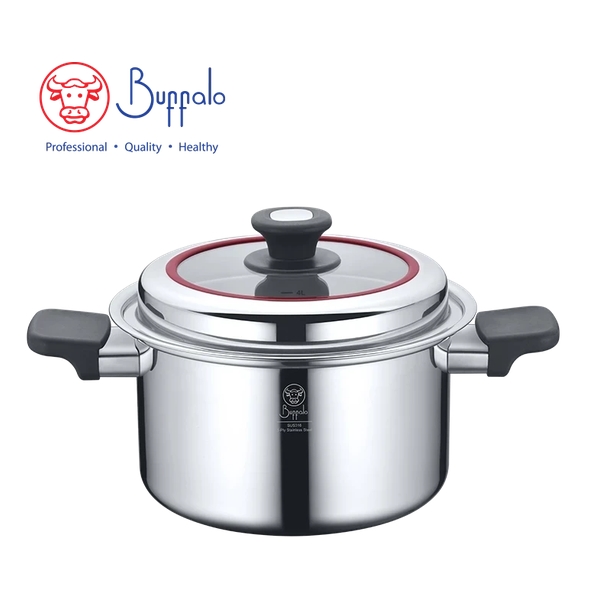 BUFFALO - CLASSIC 316 Stainless Steel 5-Ply Stockpot with Glossy Lid 22cm / 4.8L 76222S