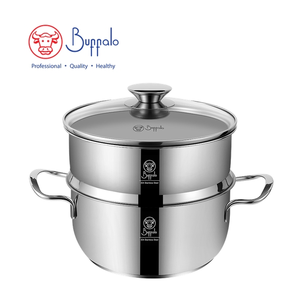 BUFFALO - PRO COOK II 304 Stainless Steel Encapsulated Bottom Stockpot with Steamer 20cm / 2.7L 35720SE