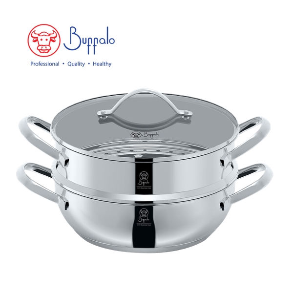 BUFFALO - 18/10 Stainless Steel Encapsulated Bottom Functional Boiler with Steamer 28cm / 4.5L PNBF-0628S