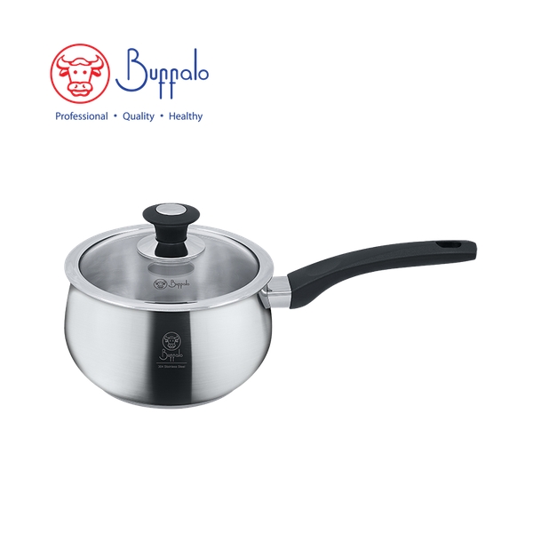 BUFFALO - PRECIOUS II 304 Stainless Steel Encapsulated Bottom Saucepan with Glass Lid 18cm / 2.6L (36618PN)