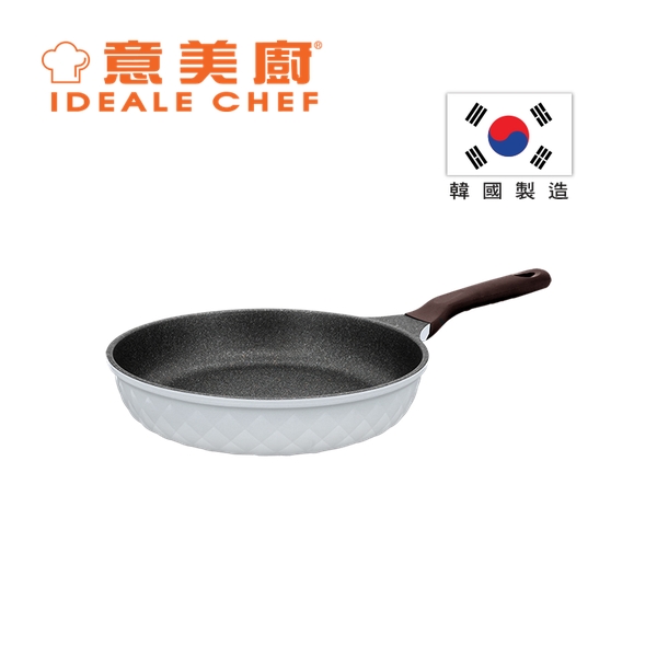意美廚韓國製CRYSTAL II 鋼化鑄鋁鈦塗層 26CM單柄煎鍋- 淺灰色 (IC17626F)