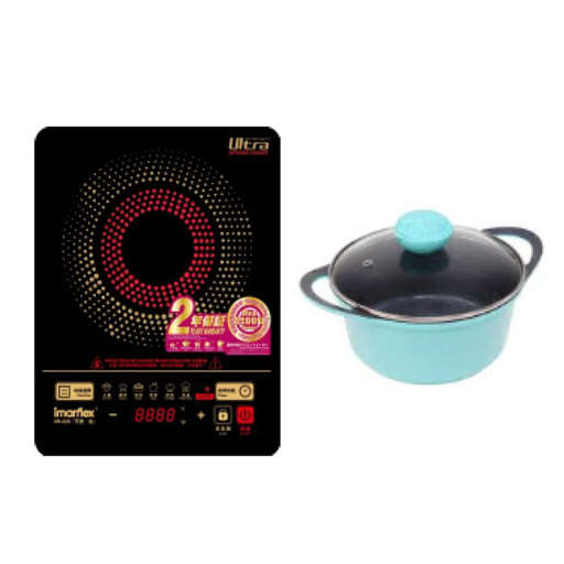 [123F0026] imarflex 伊瑪牌『天使．金』2200W 雙環節能 單頭電陶爐 (附送 24CM 壓鑄雙耳燉鍋) IIR-22D