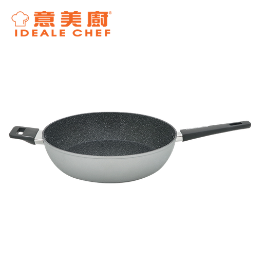 [138F0082] IDEALE CHEF FORGED ALUM NON-STICK ROUGH EFFECT 32X7.8CM DEEP FRYPAN (ICE SILVER) IC31332T