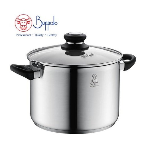 [138F0025] 牛頭牌SIMPLE COOK不銹鋼加厚底電木雙耳高身煲連玻璃蓋(24X17CM/7.0L) 34824H