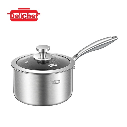 [138F0266] DELICHEF WAVE II 3-PLY SUS304 SAUCEPAN W/ GLASS LID (18X11CM/2.2L) DC30318P