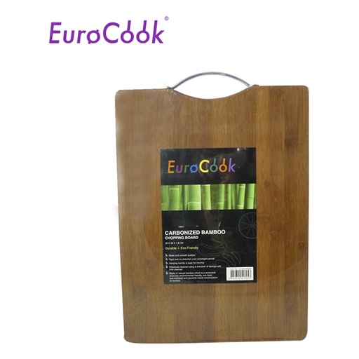 [138F0274] EURO COOK RECT. CARBONIZED BAMBOO CUTTING BOARD WITH HANGER (38X28X1.8CM)