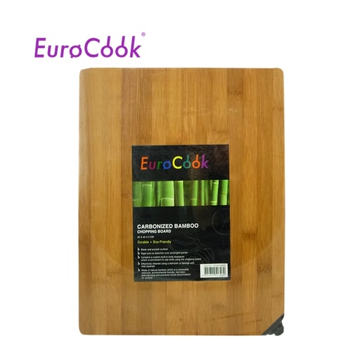 [138F0275] EURO COOK 長方形碳化竹砧板連磨刀器(40X30X2CM)