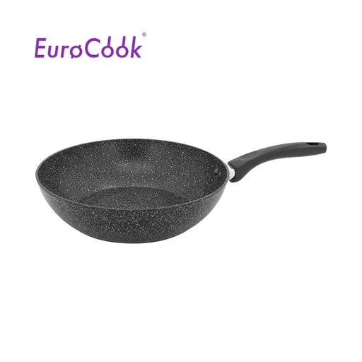 [138F0291] EURO COOK 鍛造鑄鋁雲石紋易潔30X8CM單柄炒鍋 - 黑色雲石紋 EC30430W