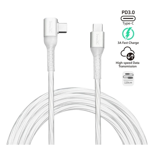[049F8069] inno3C i-60CB-12 Transparent Type-C to Type-C 60W L-shape Cable 1.2M