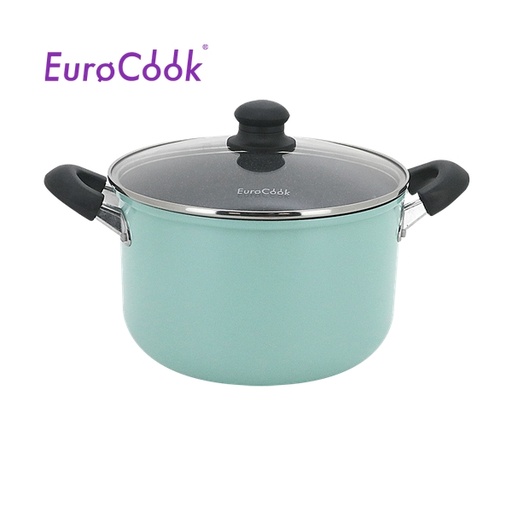 [138F0295] EURO COOK FINE II 雲石紋易潔 24X15CM/5.9L雙耳煲連玻璃蓋 (湖水藍) EC22324S