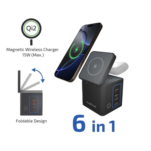 [049F8097] inno3C Qi2 + GaN 6合1磁吸無線快速充電座105W i-105WS