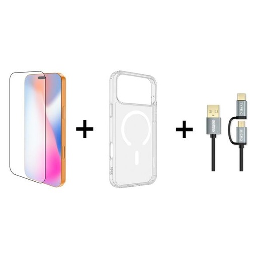 inno3C iPhone 17系列 玻璃螢幕保護貼 + 磁吸保護殼 + 2合1數據傳輸線套裝