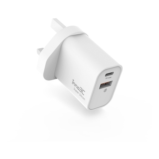 [049F8126] inno3C Super Silicon PD 30W 雙輸出快速充電器 i-30DF