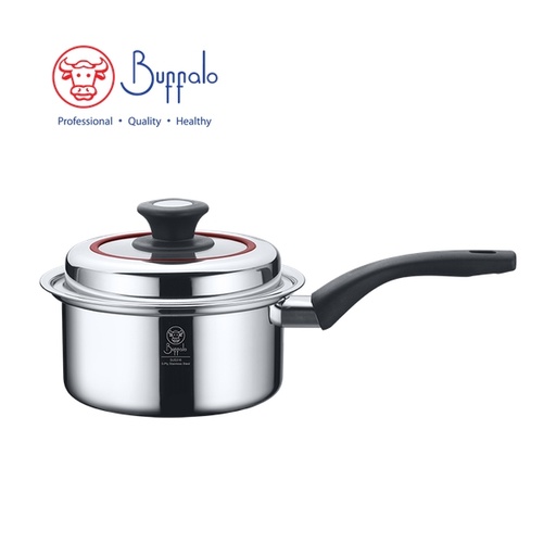 [138F0309] BUFFALO - CLASSIC 316 Stainless Steel 5-Ply Saucepan with Steamer and Glossy Lid 18cm / 2.2L