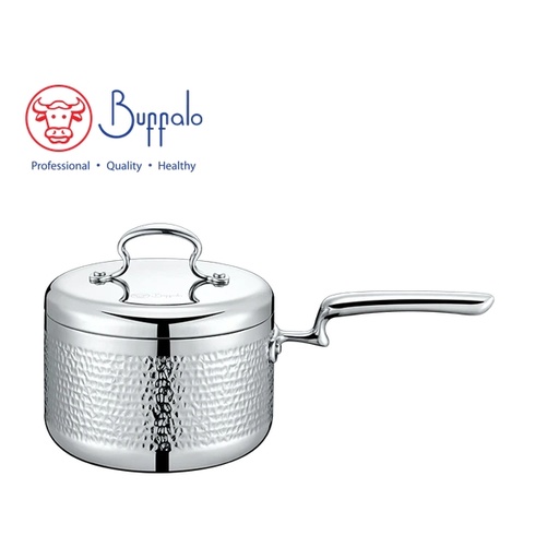 [138F0312] BUFFALO - ROYAL III 316 Stainless Steel 5-Ply Hammered Saucepan with S/S Lid 18cm / 2.46L 76318P