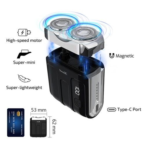 [049F8156] inno3C Mini Portable Shaver (Black) i-PS1