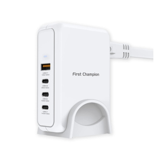 [050F0027] First Champion USB 桌上 氮化鎵(GaN) 快速充電器 140W 支援 USB-C & USB-A, UPC140PD3C1A