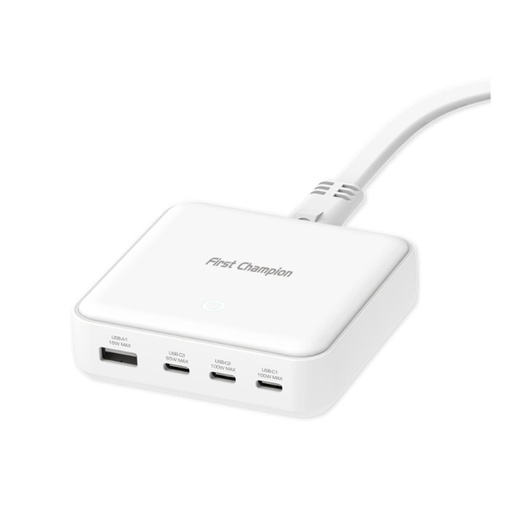 [050F0037] First Champion GaN Desk Charger - 100W - UPC100PD3C1A, USB-Cx3 USBx1, UK Plug