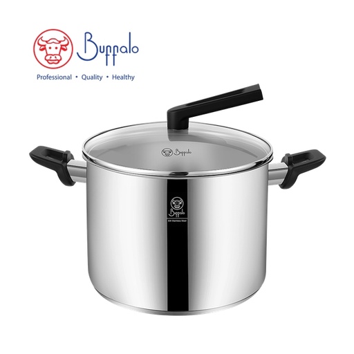[138F0328] BUFFALO - WISE COOK II 304 Stainless Steel Encapsulated Bottom High Stockpot 24 x 17cm / 7.2L 35324H