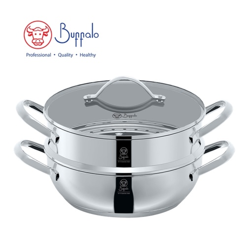 [138F0331] BUFFALO - 18/10 Stainless Steel Encapsulated Bottom Functional Boiler with Steamer 28cm / 4.5L PNBF-0628S