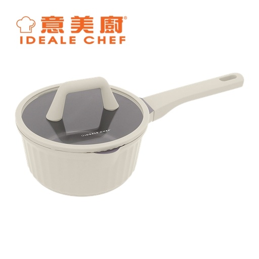 [138F0332] IDEALE CHEF - CANDY II Die Casting Ceramic Non-Stick Aluminium Saucepan w/ Glass Lid 18 x 8.5cm / 1.7L IC18118P
