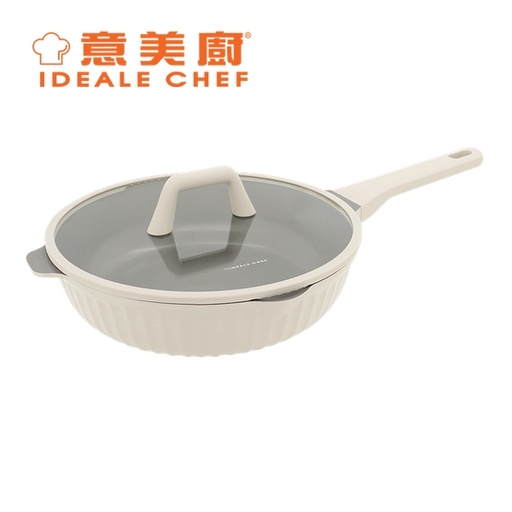 [138F0334] IDEALE CHEF - CANDY II Die Casting Ceramic Non-Stick Aluminium Deep Frypan w/ Glass Lid 28 x 7cm / 3.2L IC18128T
