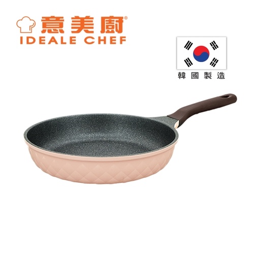 [138F0357] 意美廚韓國製CRYSTAL II 鋼化鑄鋁鈦塗層 28CM單柄煎鍋- 粉紅色 (IC17628F)